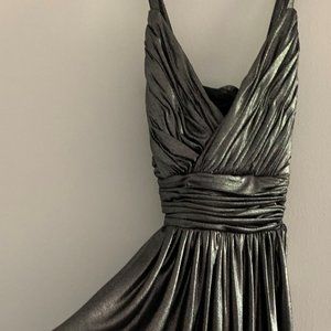 bebe Silver Metallic Midi Gown